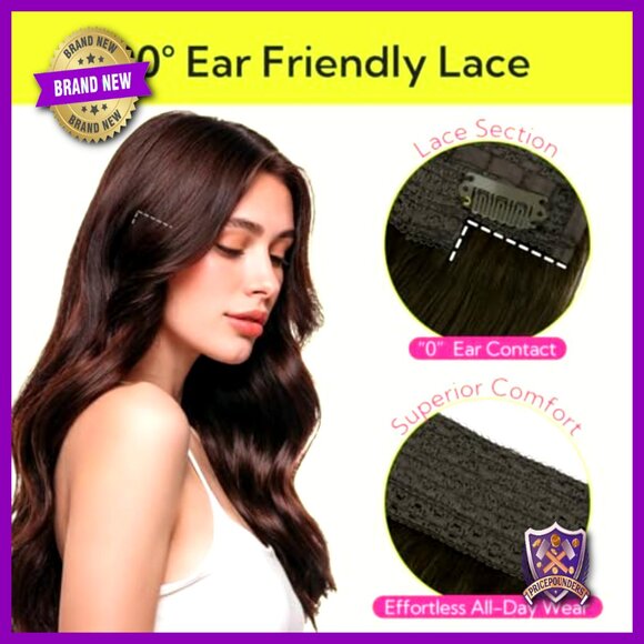 18 Inch Straight Human Hair Extensions, Adjustable Wire Clip, Reusable main image 3